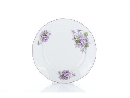 Talíř dezertní, český porcelán, 19 cm, fialky, Český porcelán