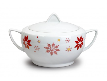 Polévková mísa, 2,7 l, vánoční červené vločky, Lea, porcelán Thun