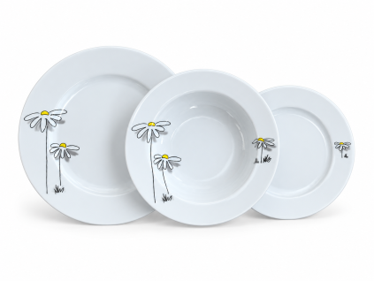 Sada talířů s kopretinami, 18 d., český porcelán