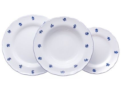 Talířová souprava, Ophelia, porcelán, modré házenky, Thun R. Z., 18 d.